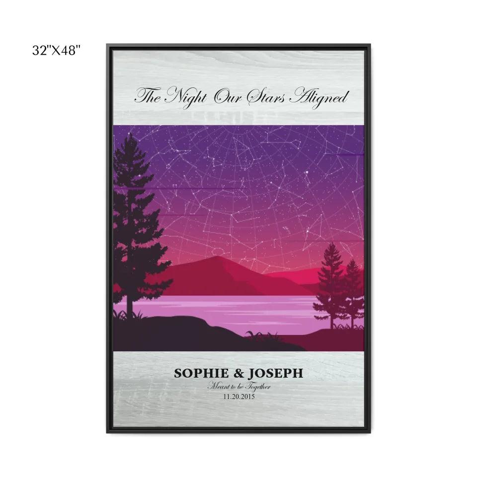 Custom Purple Landscape Star Map - ARTFULANE