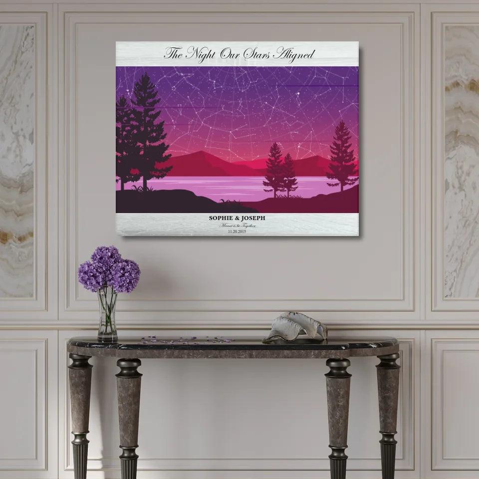 Custom Purple Landscape Star Map - ARTFULANE