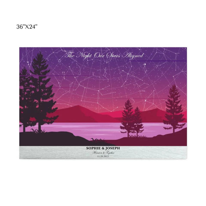 Custom Purple Landscape Star Map - ARTFULANE