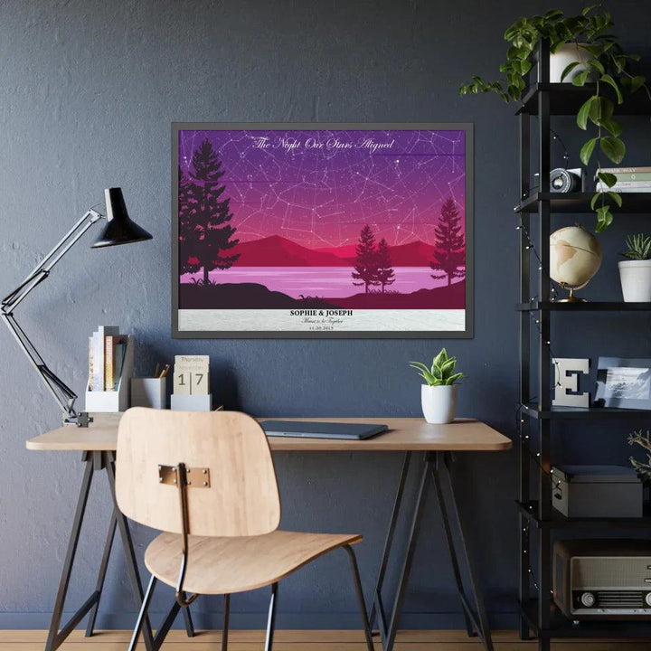 Custom Purple Landscape Star Map - ARTFULANE