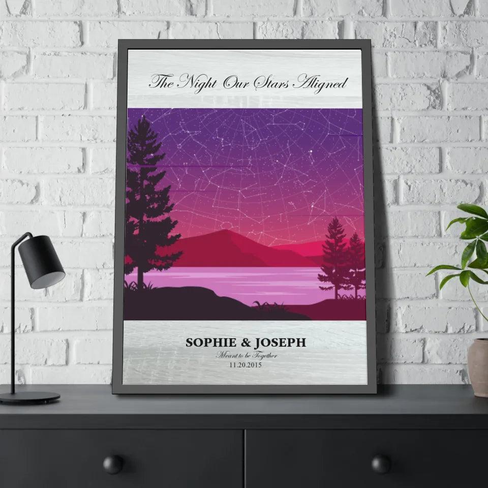 Custom Purple Landscape Star Map - ARTFULANE