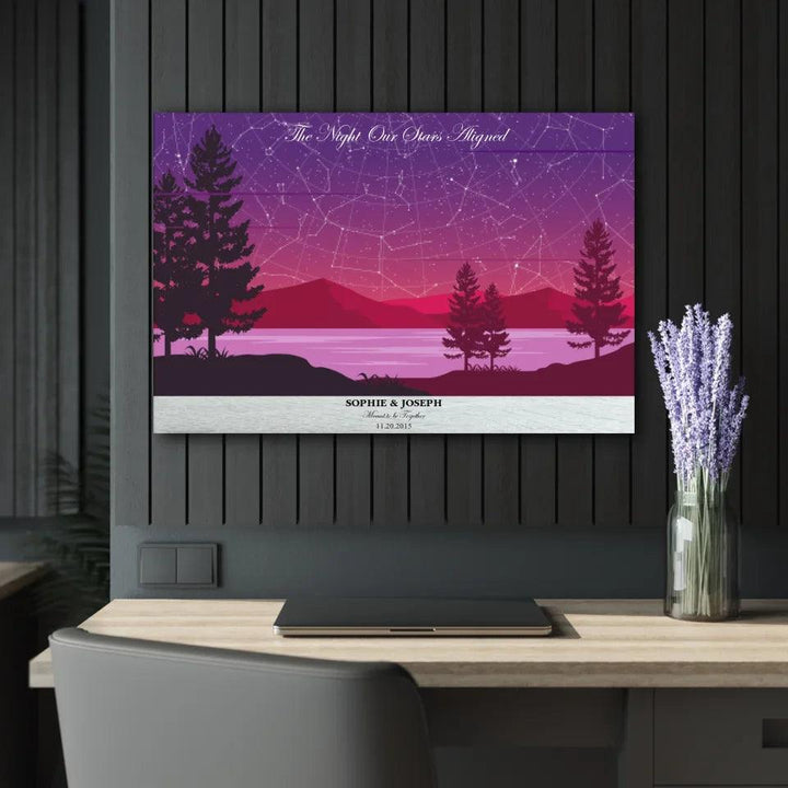 Custom Purple Landscape Star Map - ARTFULANE