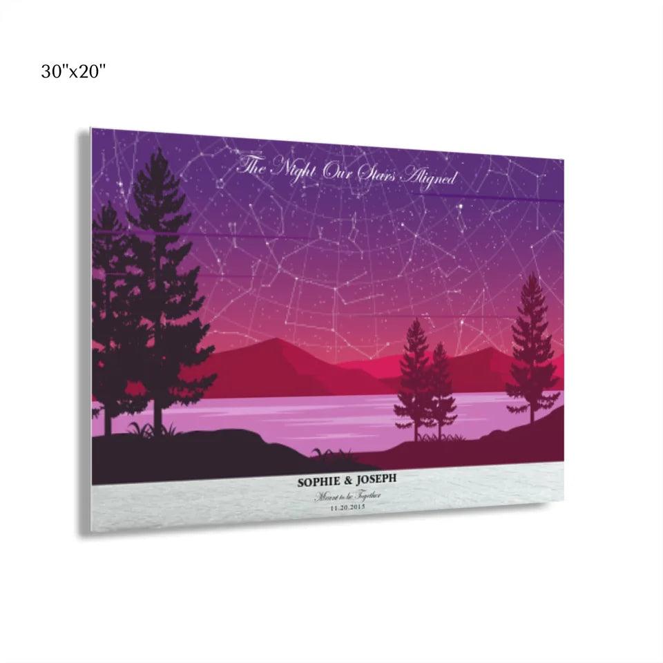 Custom Purple Landscape Star Map - ARTFULANE