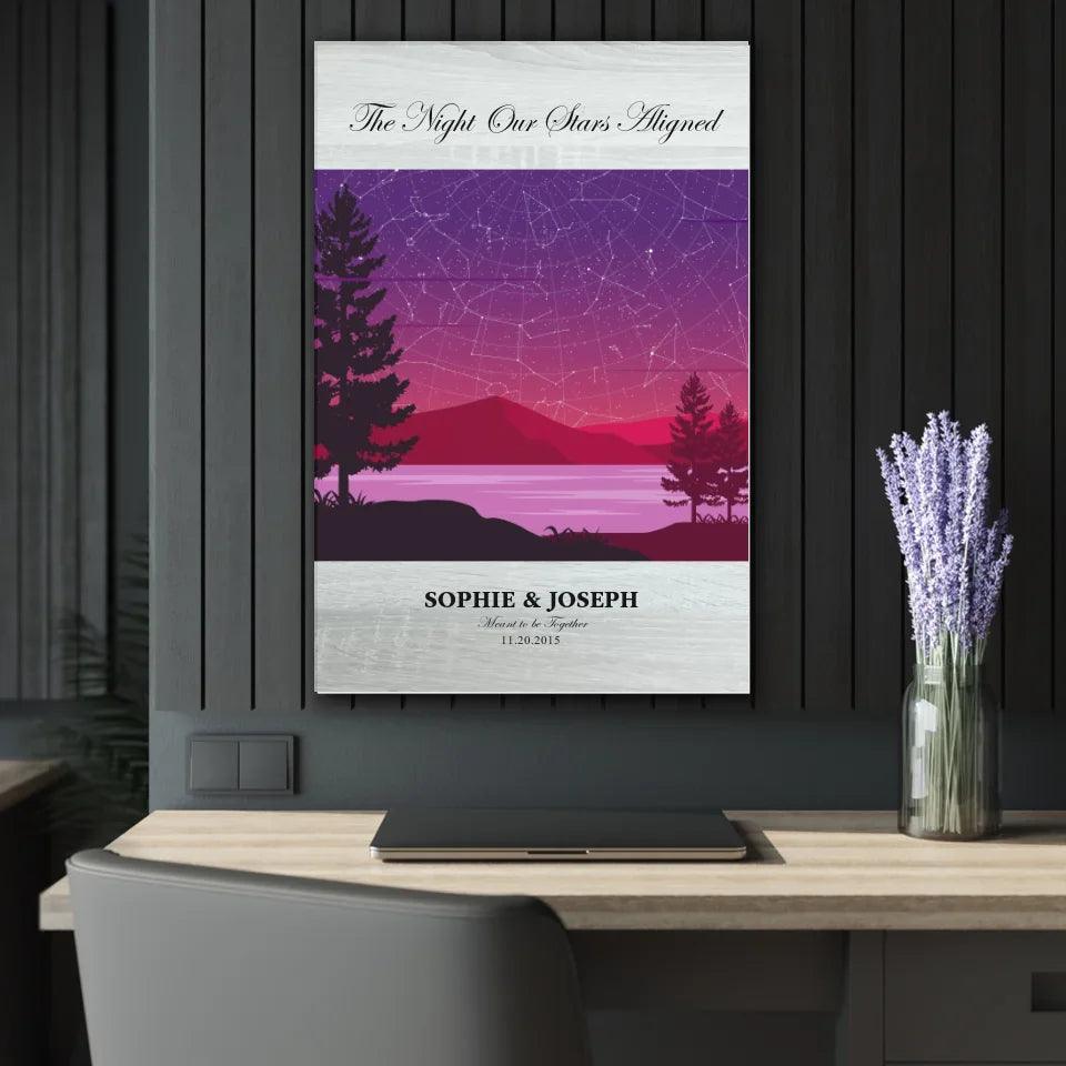 Custom Purple Landscape Star Map - ARTFULANE