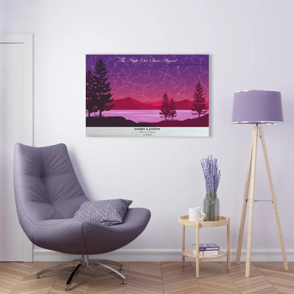 Custom Purple Landscape Star Map - ARTFULANE