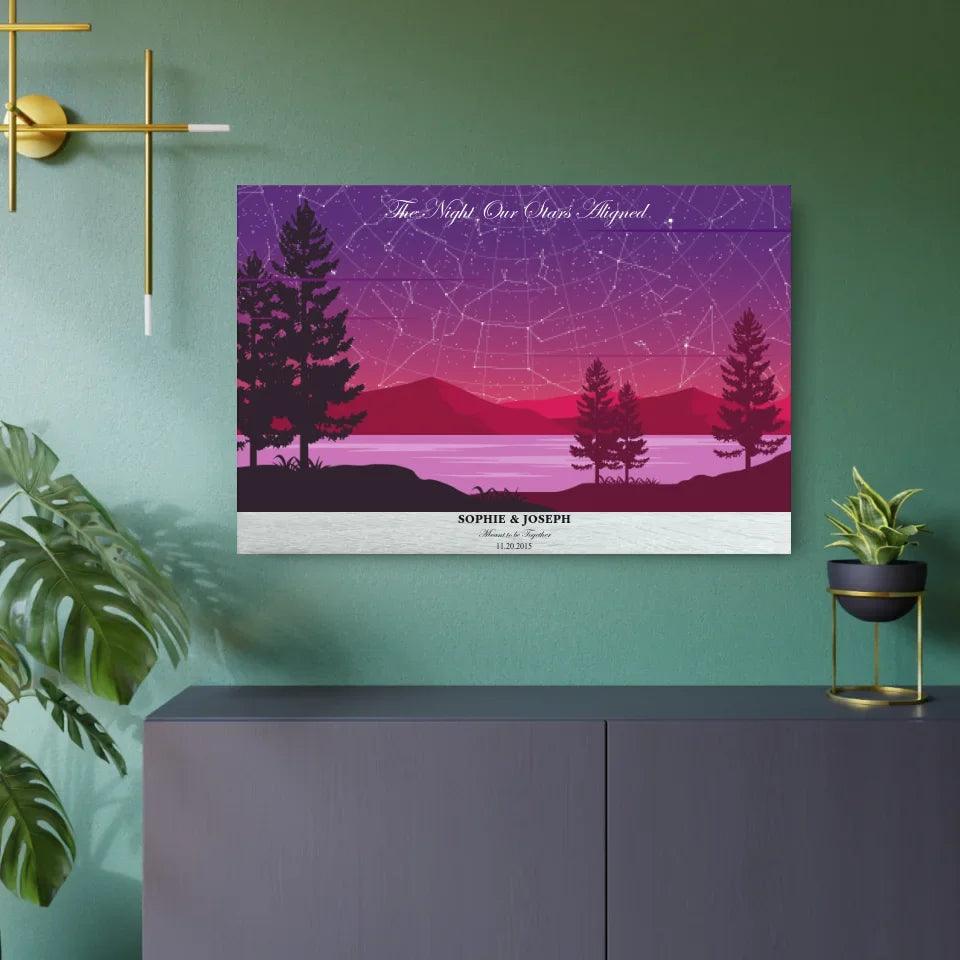 Custom Purple Landscape Star Map - ARTFULANE