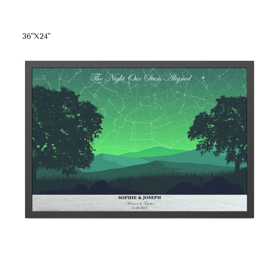 Custom Green Landscape Star Map - ARTFULANE