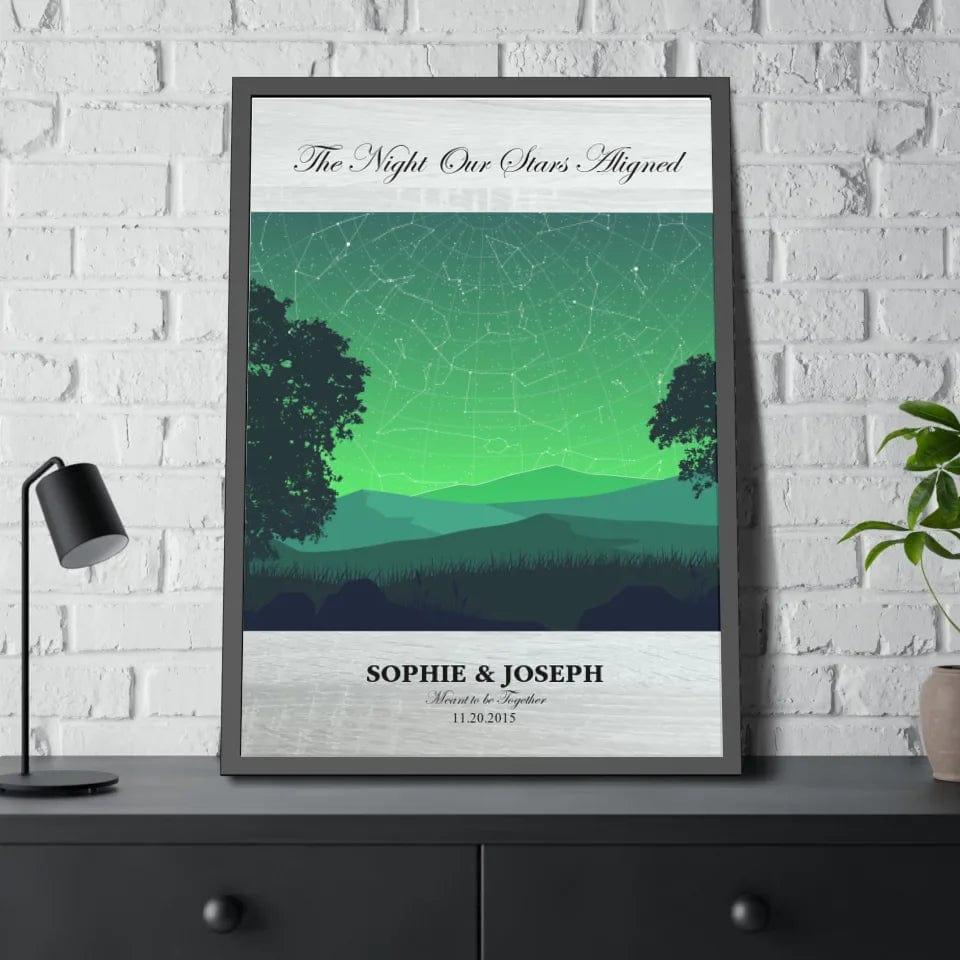 Custom Green Landscape Star Map - ARTFULANE