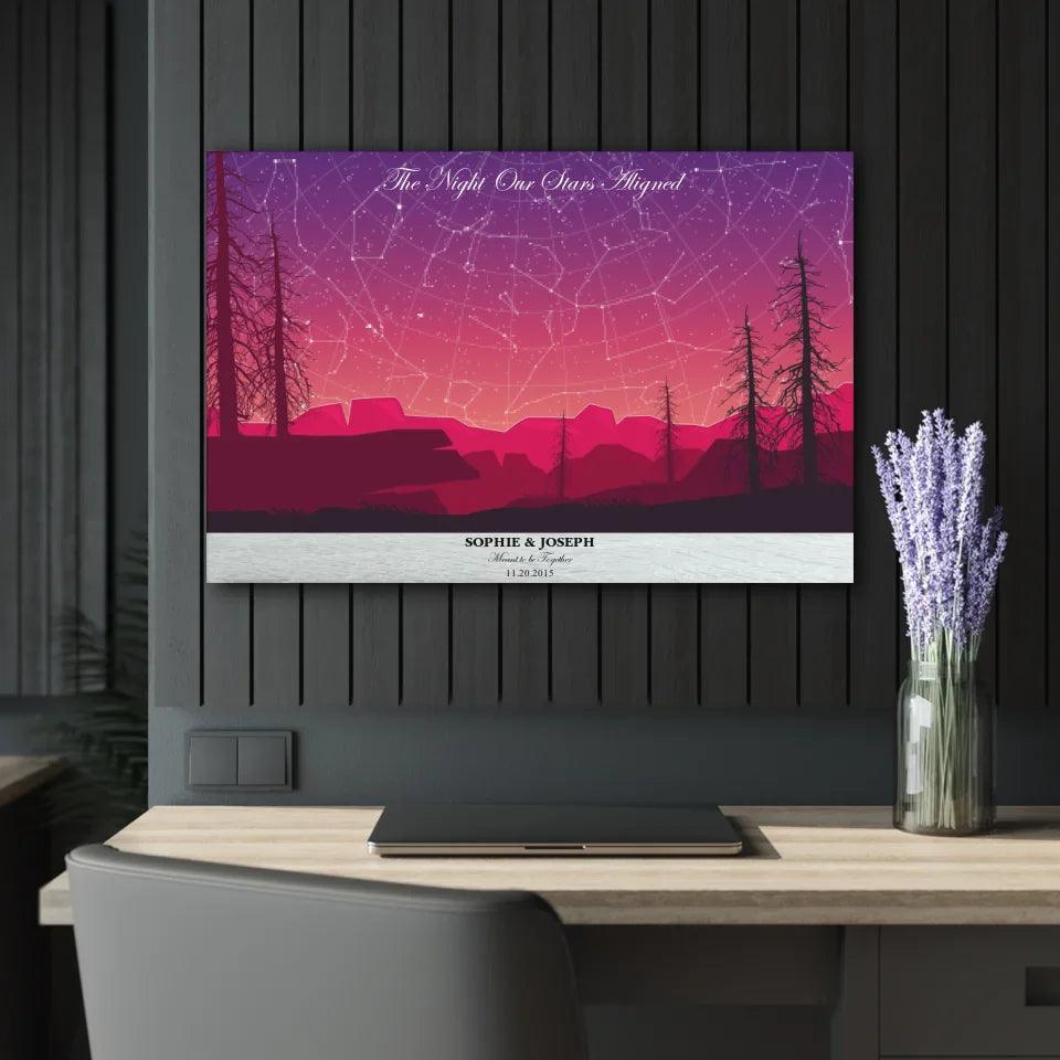 Custom Crimson Landscape Star Map - ARTFULANE