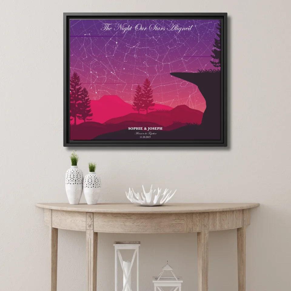 Custom Crimson Cliff Landscape Star Map - ARTFULANE