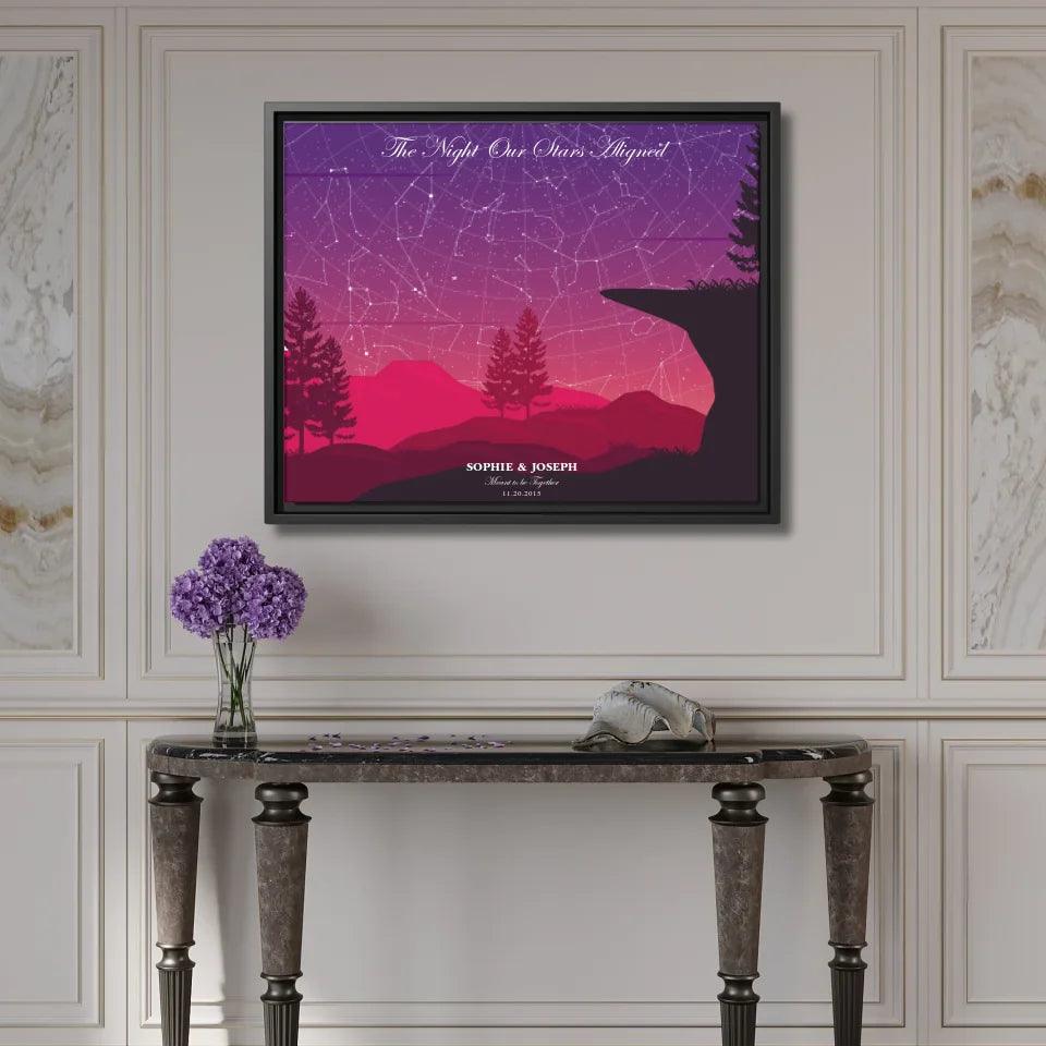 Custom Crimson Cliff Landscape Star Map - ARTFULANE