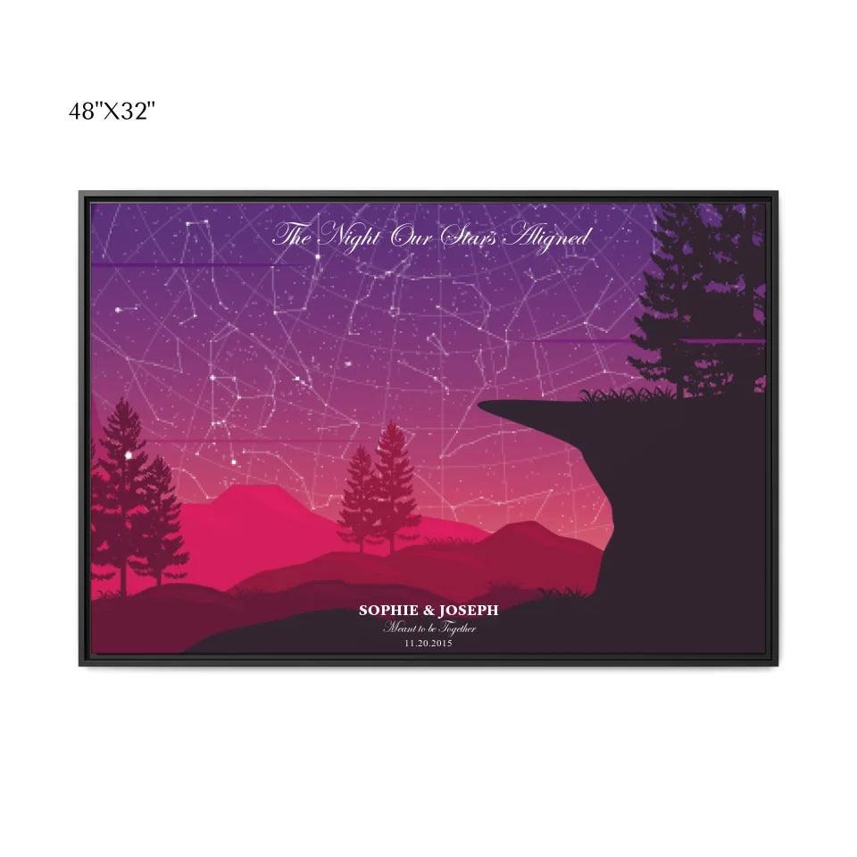 Custom Crimson Cliff Landscape Star Map - ARTFULANE