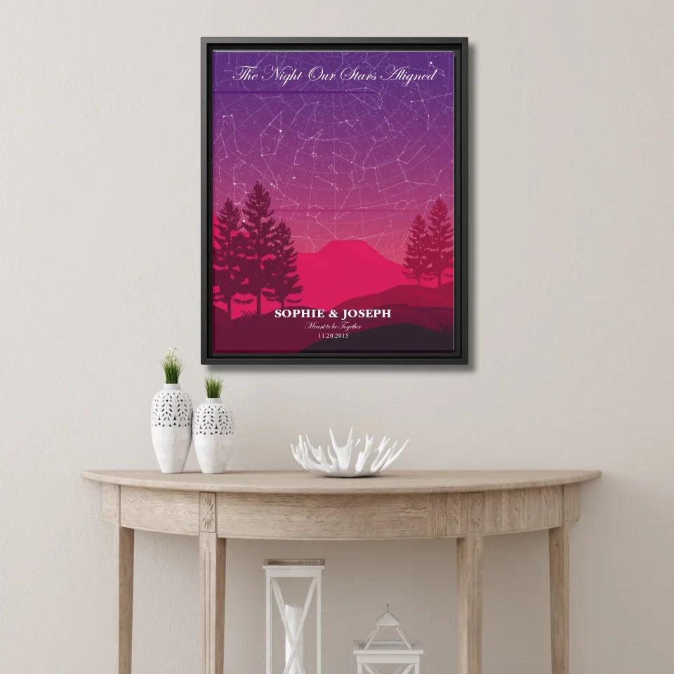 Custom Crimson Cliff Landscape Star Map - ARTFULANE