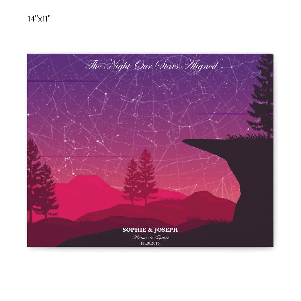 Custom Crimson Cliff Landscape Star Map - ARTFULANE