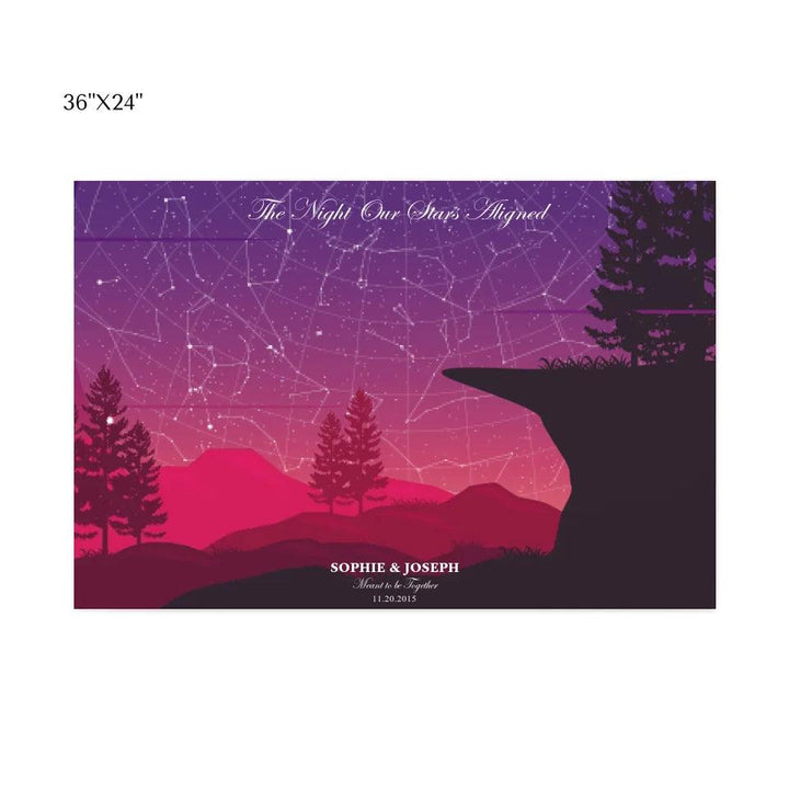 Custom Crimson Cliff Landscape Star Map - ARTFULANE