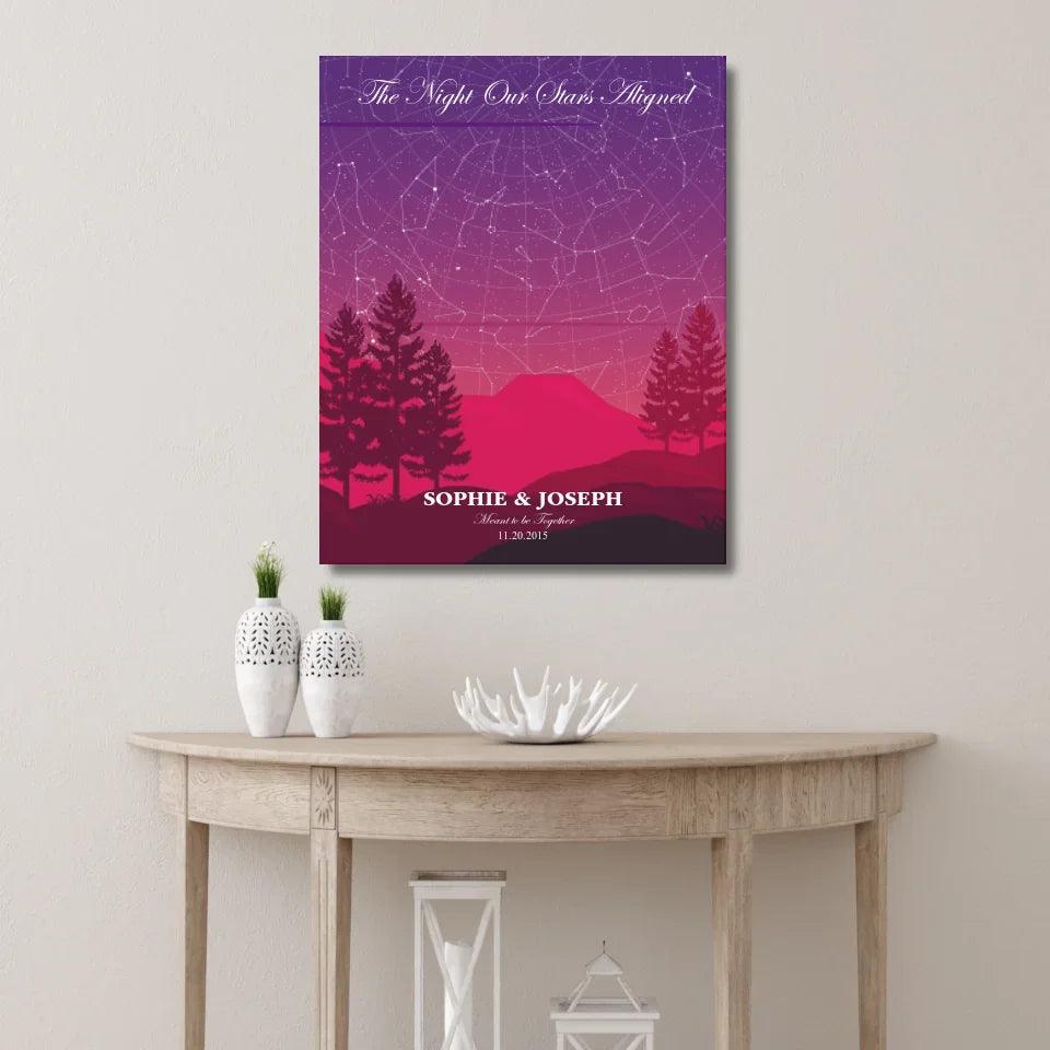 Custom Crimson Cliff Landscape Star Map - ARTFULANE