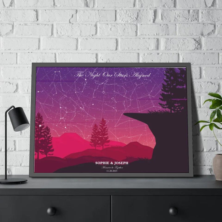 Custom Crimson Cliff Landscape Star Map - ARTFULANE