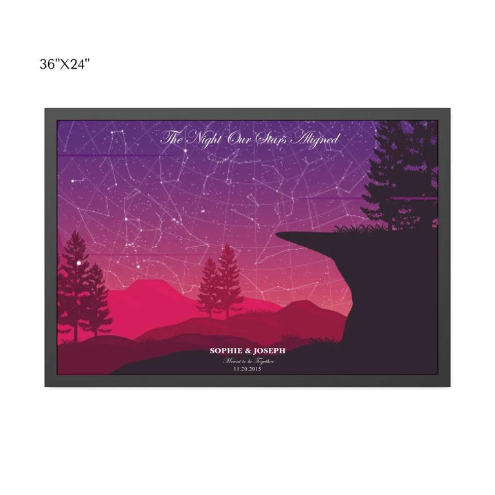 Custom Crimson Cliff Landscape Star Map - ARTFULANE