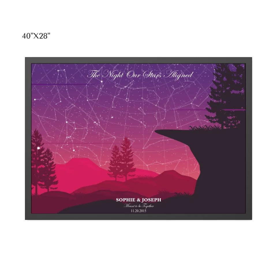 Custom Crimson Cliff Landscape Star Map - ARTFULANE