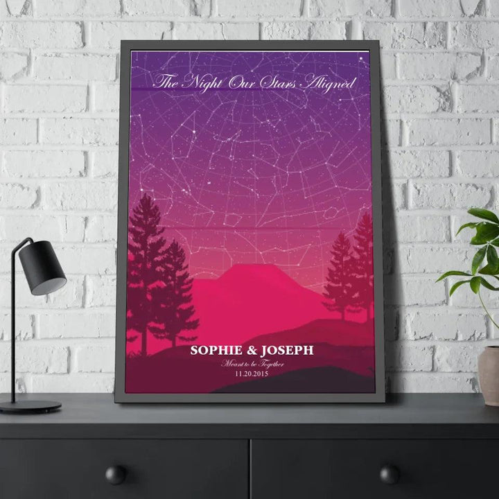 Custom Crimson Cliff Landscape Star Map - ARTFULANE