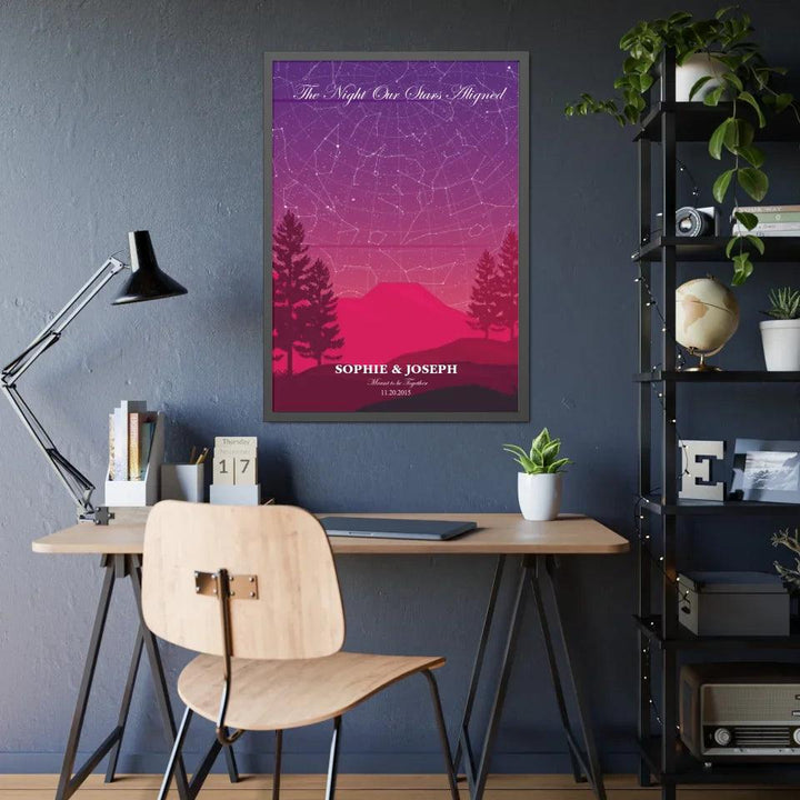 Custom Crimson Cliff Landscape Star Map - ARTFULANE