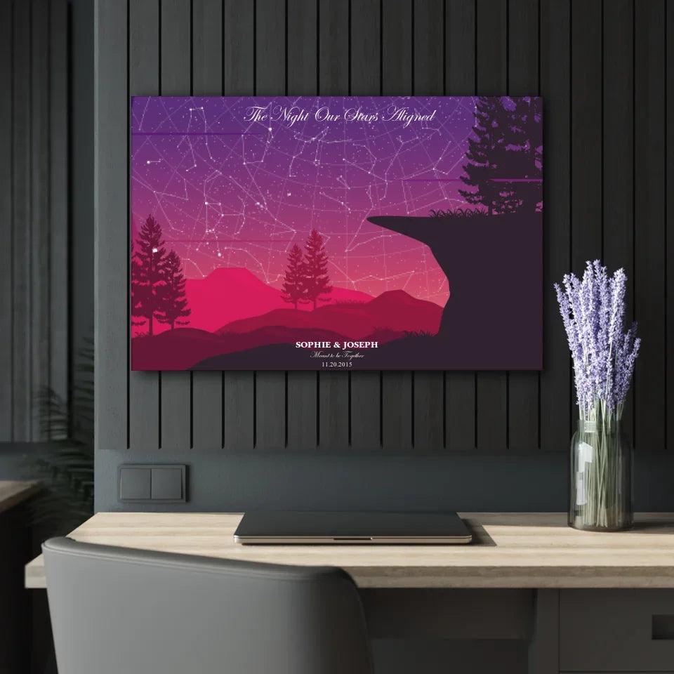 Custom Crimson Cliff Landscape Star Map - ARTFULANE