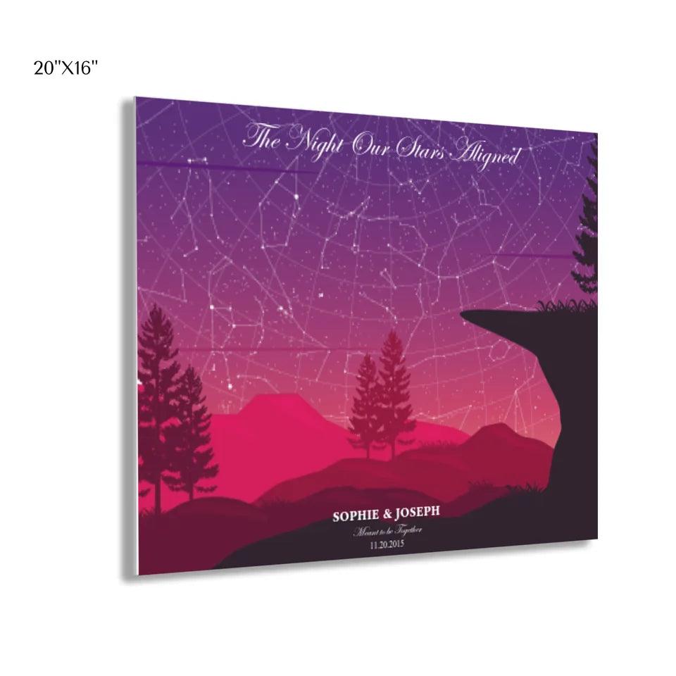 Custom Crimson Cliff Landscape Star Map - ARTFULANE