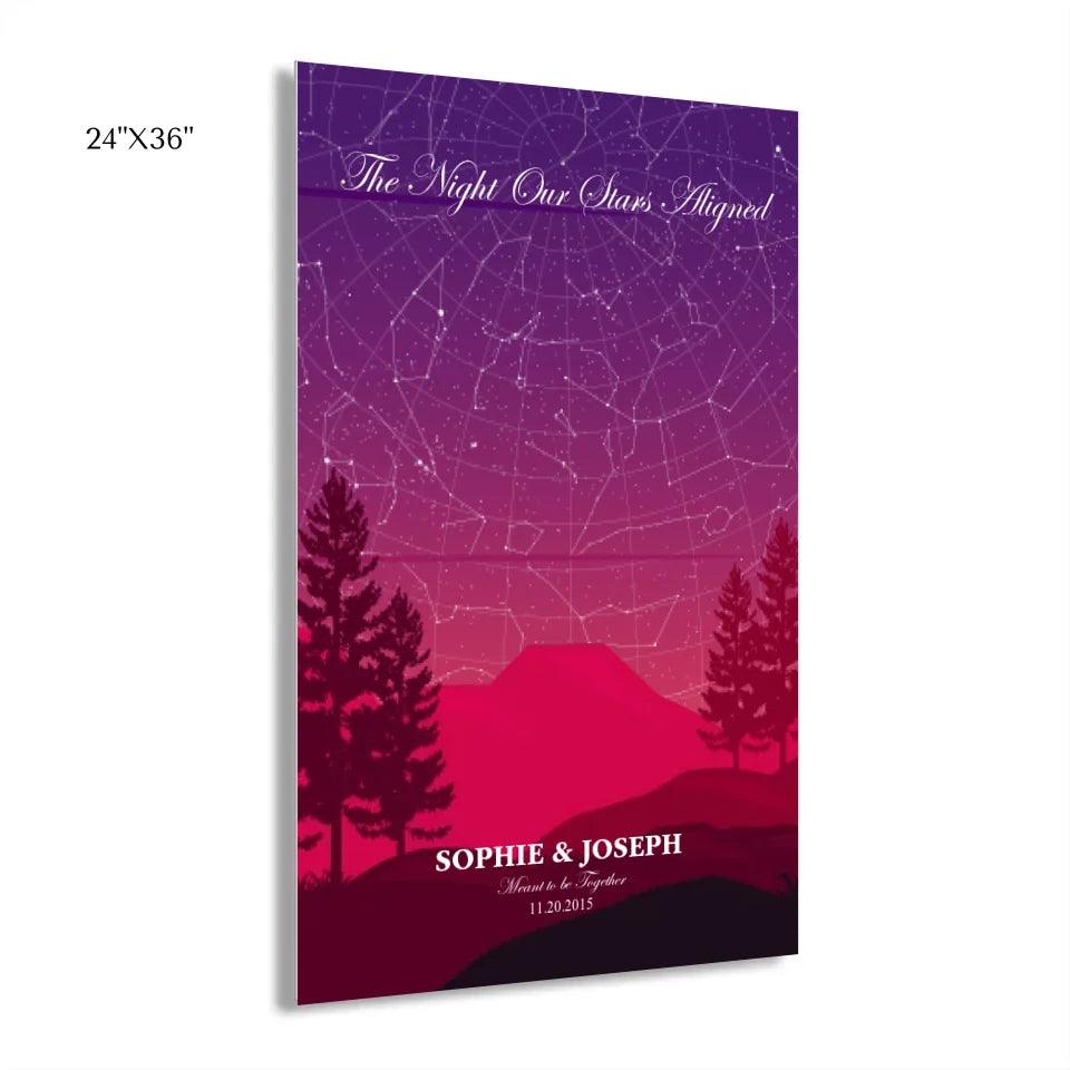 Custom Crimson Cliff Landscape Star Map - ARTFULANE