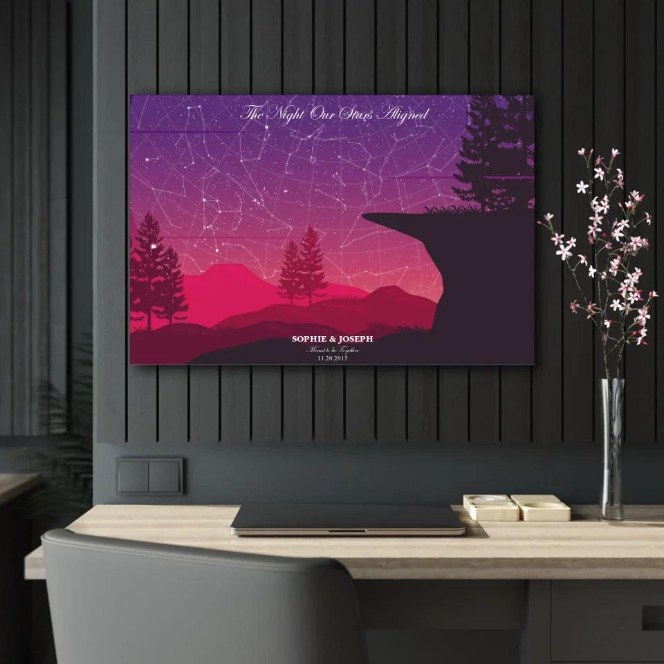 Custom Crimson Cliff Landscape Star Map - ARTFULANE