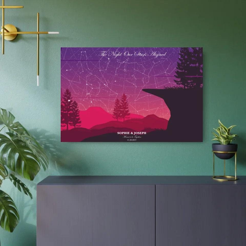 Custom Crimson Cliff Landscape Star Map - ARTFULANE