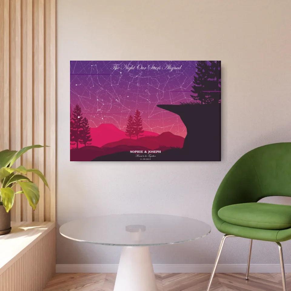 Custom Crimson Cliff Landscape Star Map - ARTFULANE