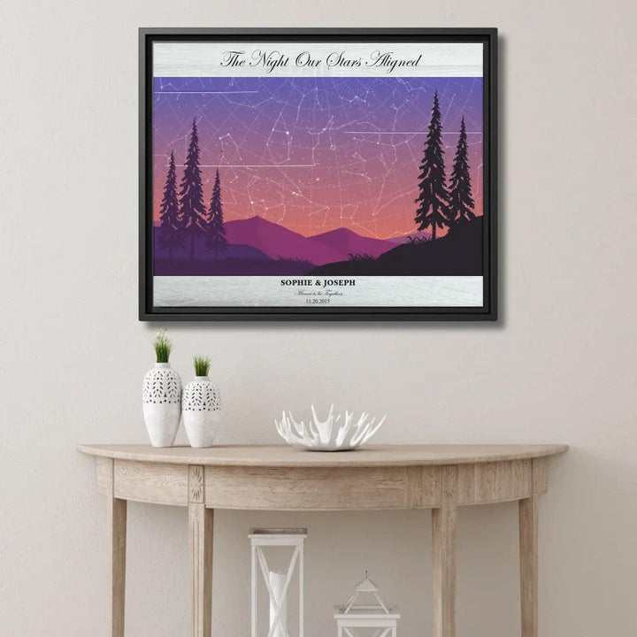 Custom Peach Lavender Landscape Star Map - ARTFULANE