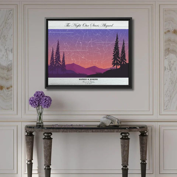 Custom Peach Lavender Landscape Star Map - ARTFULANE