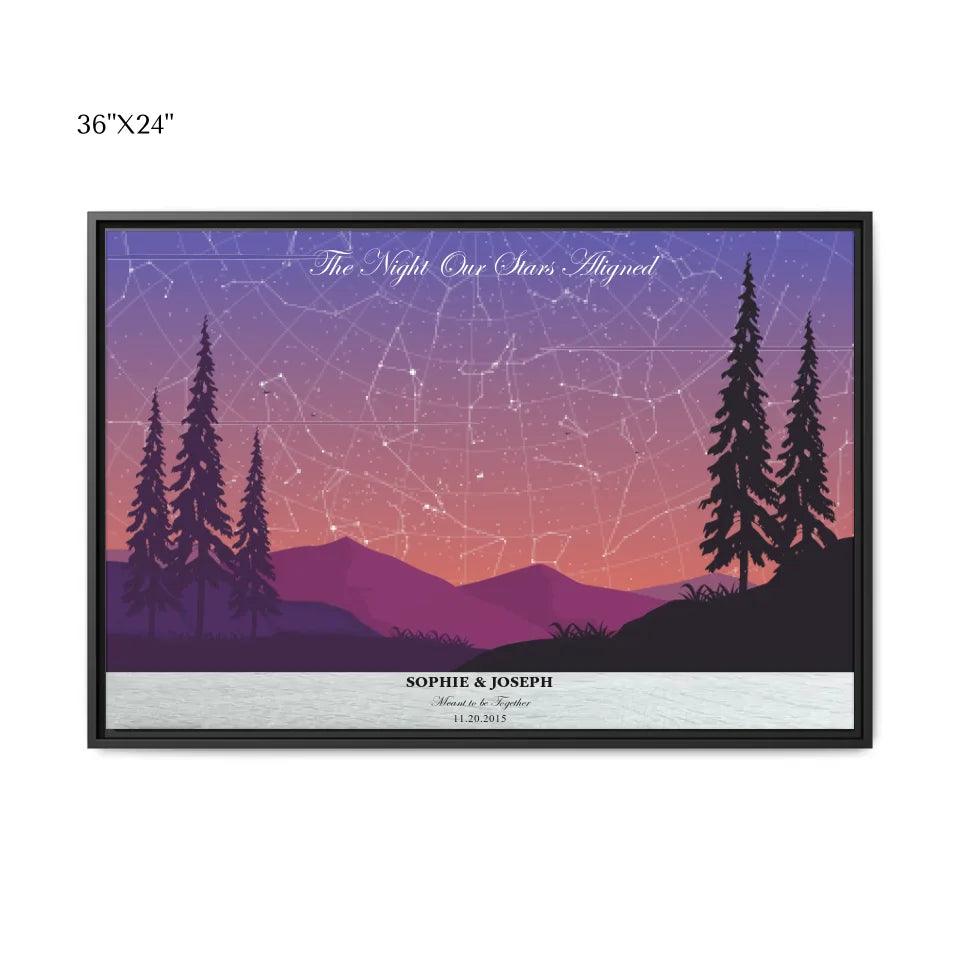 Custom Peach Lavender Landscape Star Map - ARTFULANE