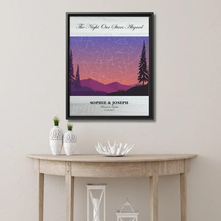 Custom Peach Lavender Landscape Star Map - ARTFULANE