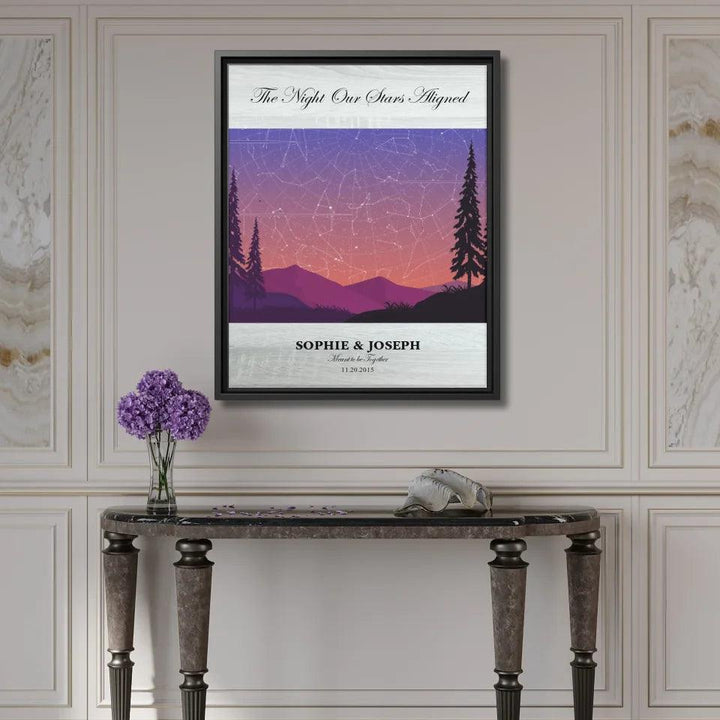 Custom Peach Lavender Landscape Star Map - ARTFULANE