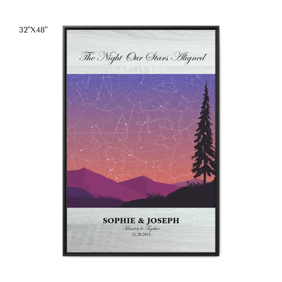 Custom Peach Lavender Landscape Star Map - ARTFULANE