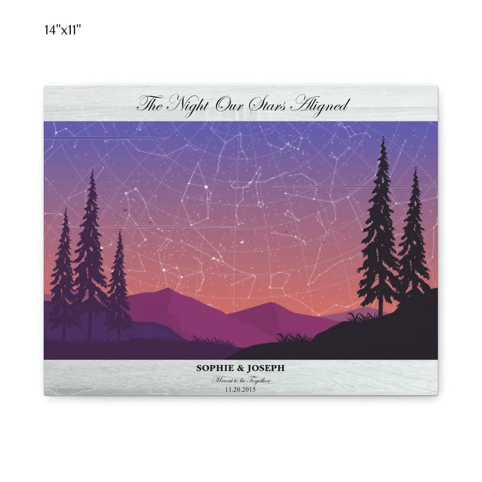 Custom Peach Lavender Landscape Star Map - ARTFULANE