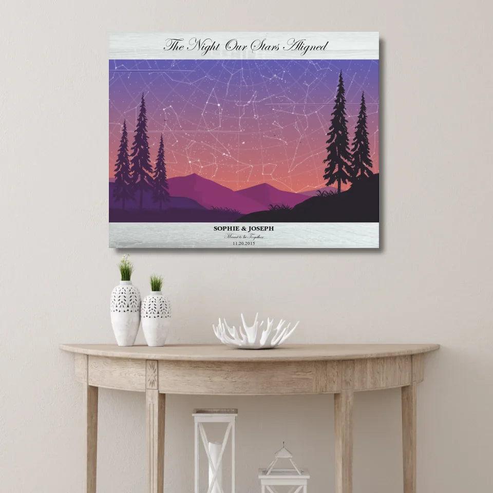 Custom Peach Lavender Landscape Star Map - ARTFULANE