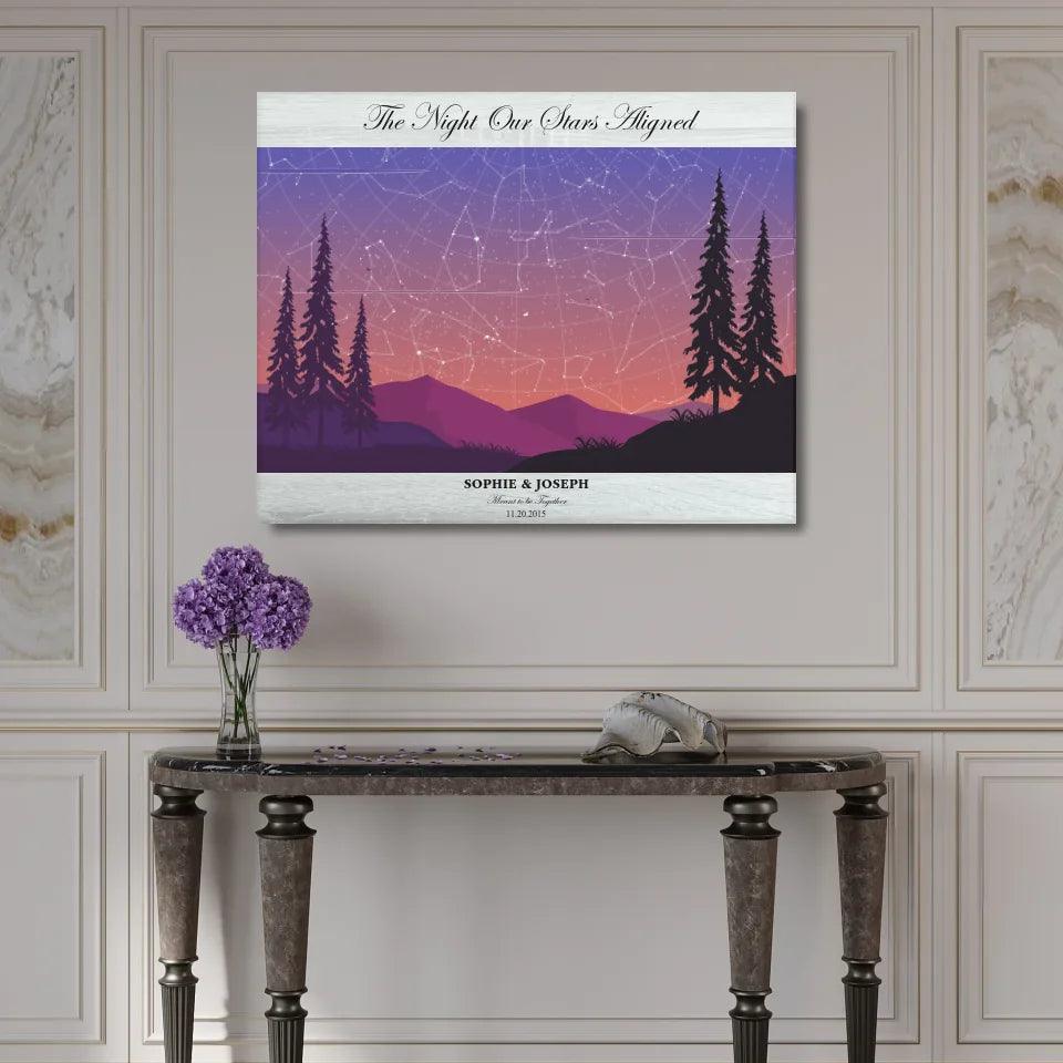 Custom Peach Lavender Landscape Star Map - ARTFULANE