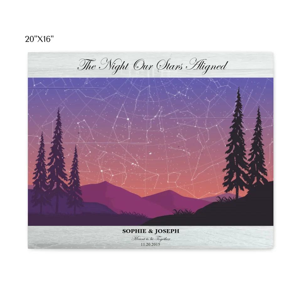 Custom Peach Lavender Landscape Star Map - ARTFULANE