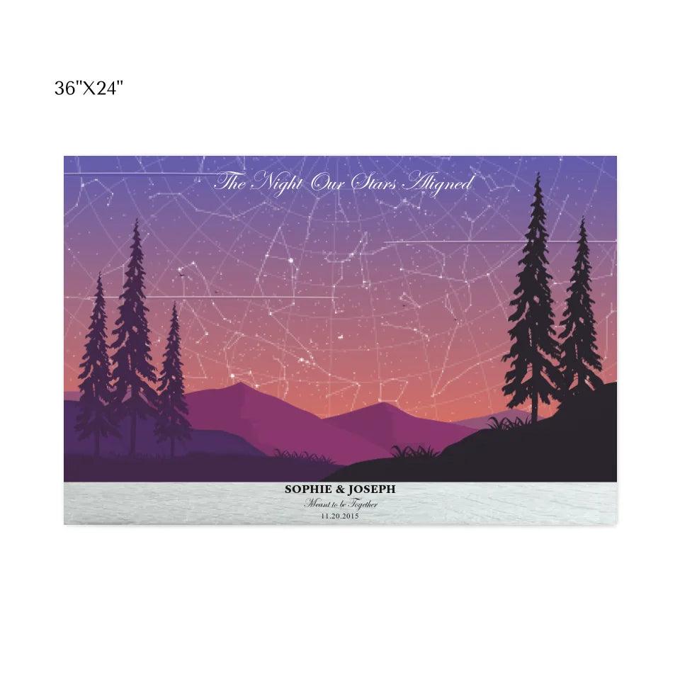 Custom Peach Lavender Landscape Star Map - ARTFULANE