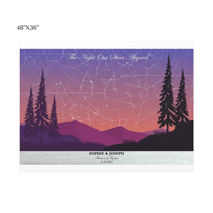 Custom Peach Lavender Landscape Star Map - ARTFULANE