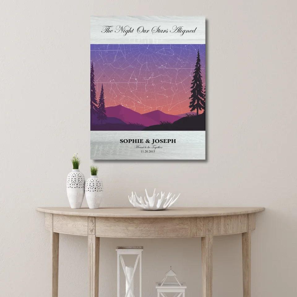 Custom Peach Lavender Landscape Star Map - ARTFULANE