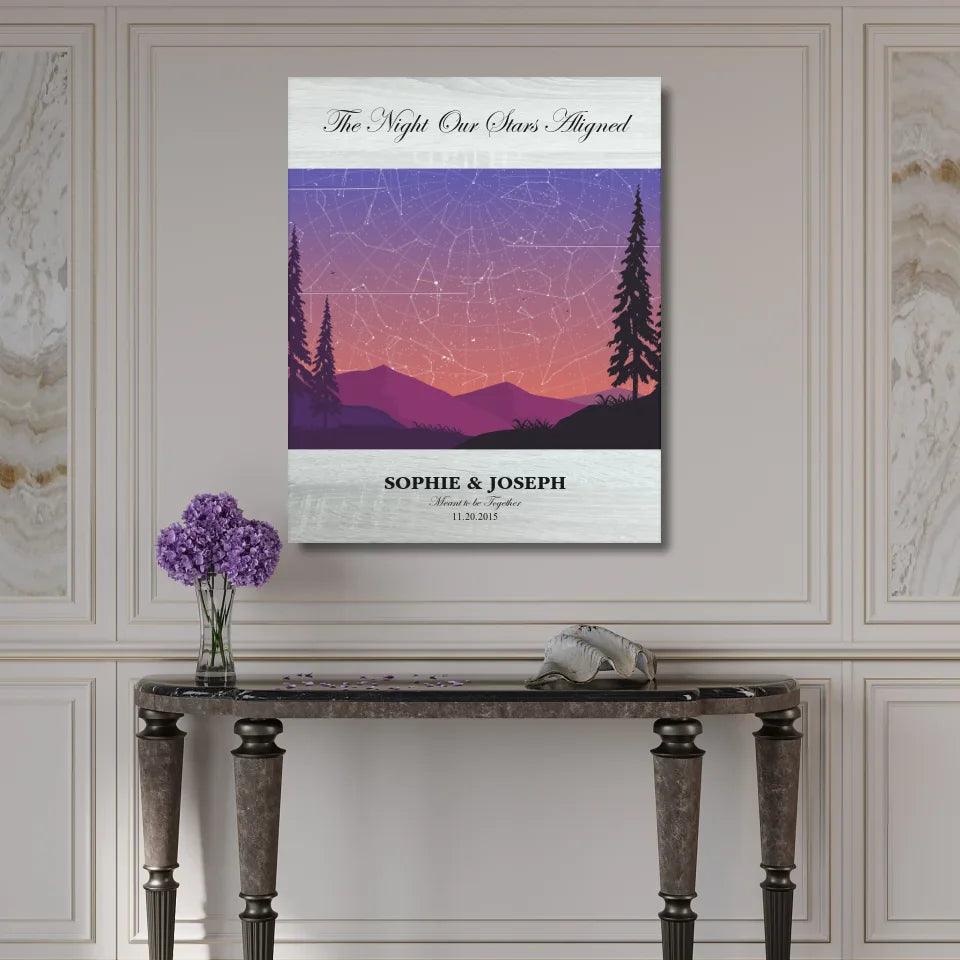 Custom Peach Lavender Landscape Star Map - ARTFULANE