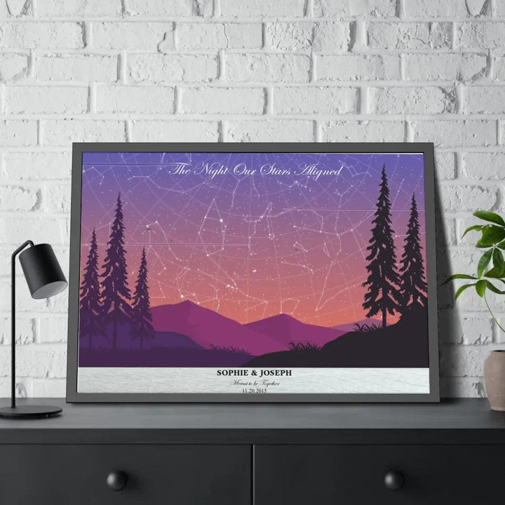 Custom Peach Lavender Landscape Star Map - ARTFULANE