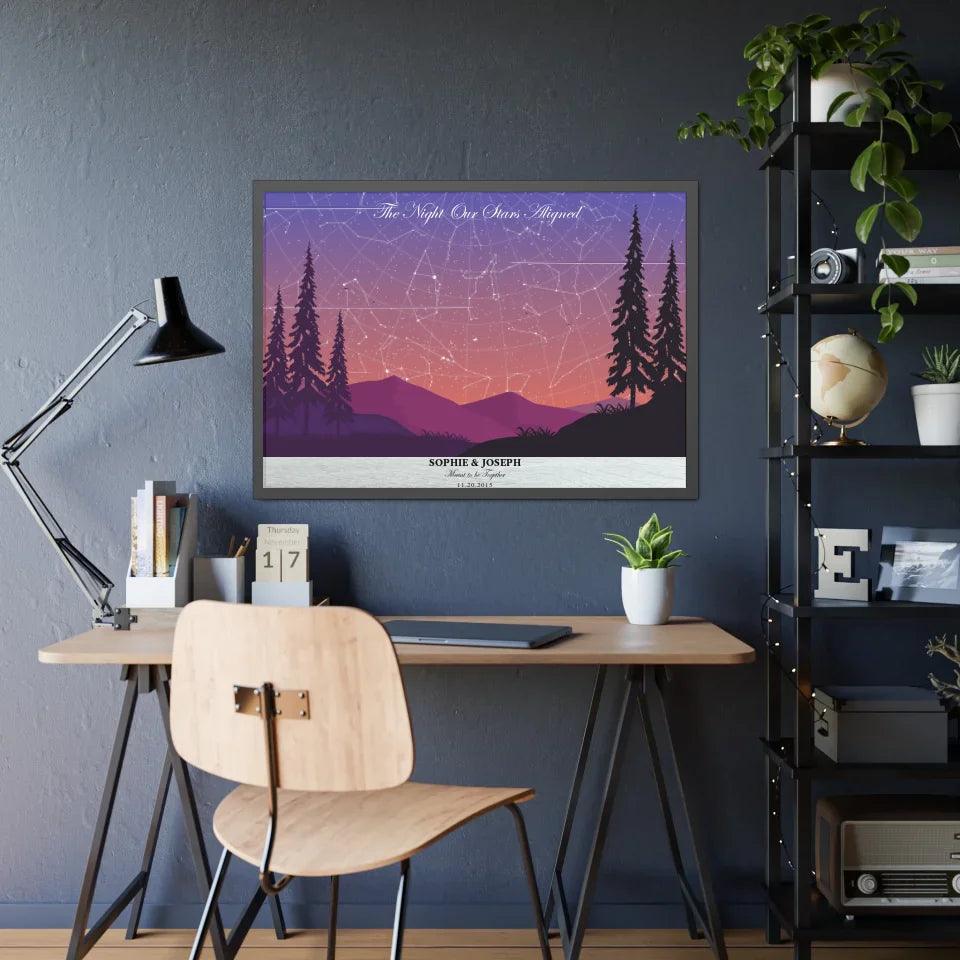 Custom Peach Lavender Landscape Star Map - ARTFULANE