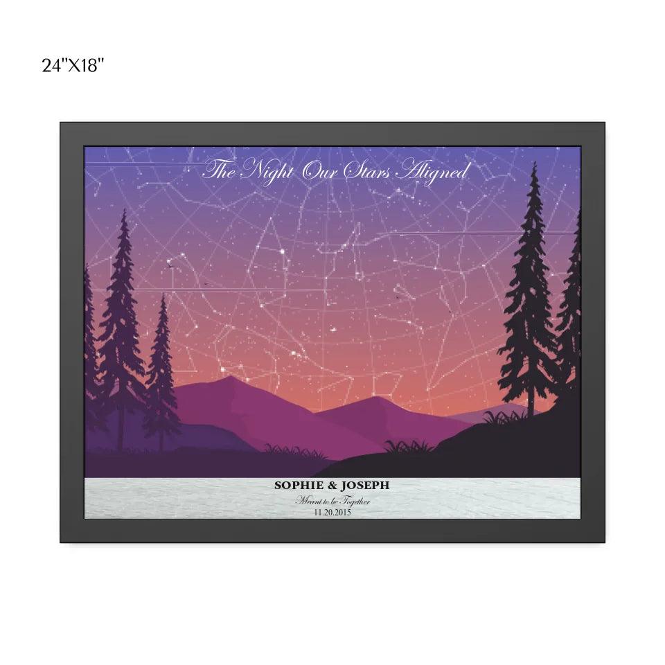 Custom Peach Lavender Landscape Star Map - ARTFULANE