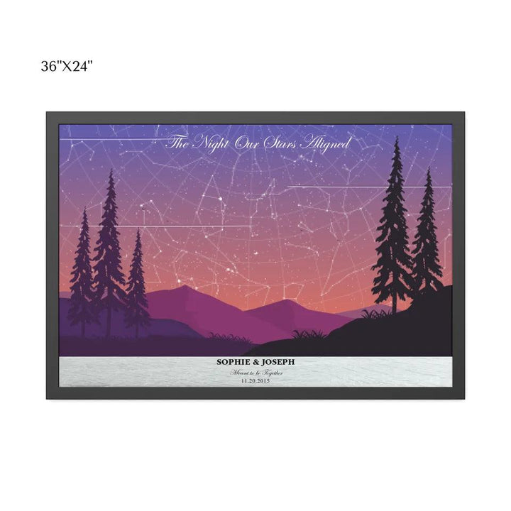 Custom Peach Lavender Landscape Star Map - ARTFULANE