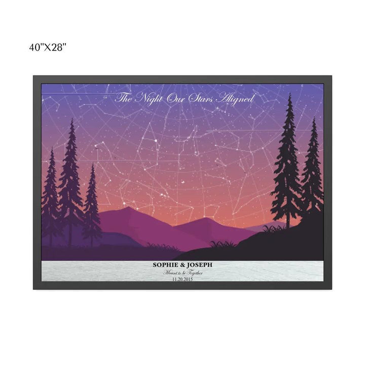 Custom Peach Lavender Landscape Star Map - ARTFULANE